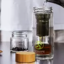 Tea Infuser 350ml Bamboo Lid Borosilicate Glass Bottle