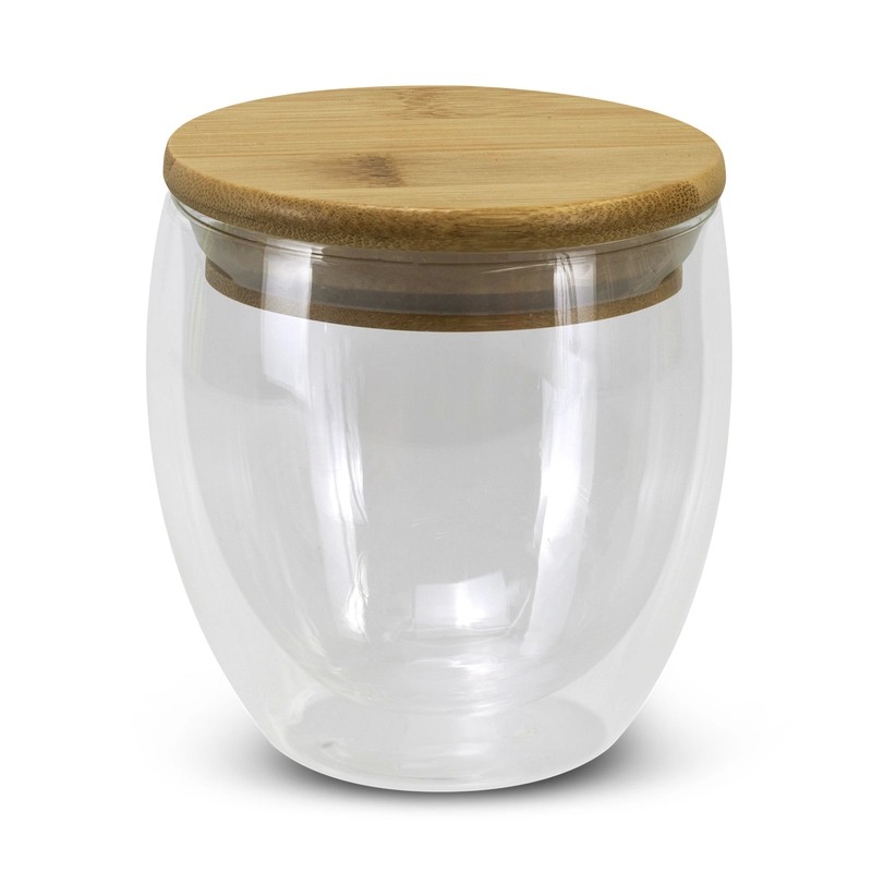 NATURA Azzurra 250ml Bamboo Lid Glass Coffee Cup