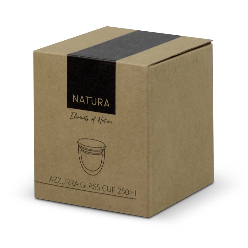 NATURA Azzurra 250ml Bamboo Lid Glass Coffee Cup