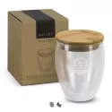 NATURA Azzurra 350ml Bamboo Lid Glass Coffee Cup