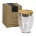 NATURA Azzurra 350ml Bamboo Lid Glass Coffee Cup