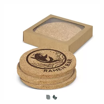 Oakridge 4 Piece Round Cork Coaster Set
