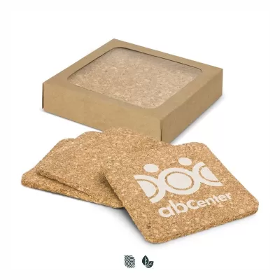 Oakridge 4 Piece Square Cork Coaster Set