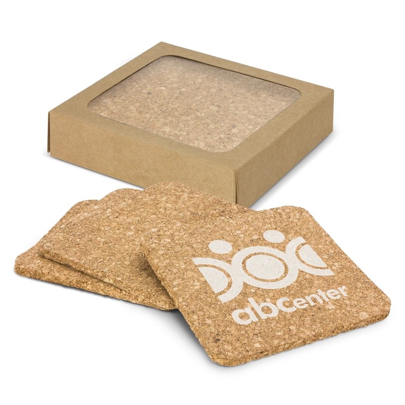 Oakridge 4 Piece Square Cork Coaster Set