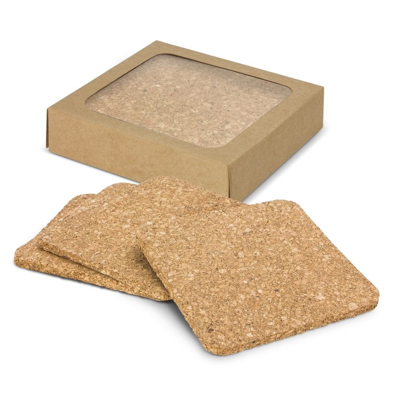 Oakridge 4 Piece Square Cork Coaster Set