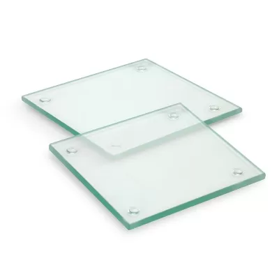 Venice 2 Piece Square Glass Coaster Set