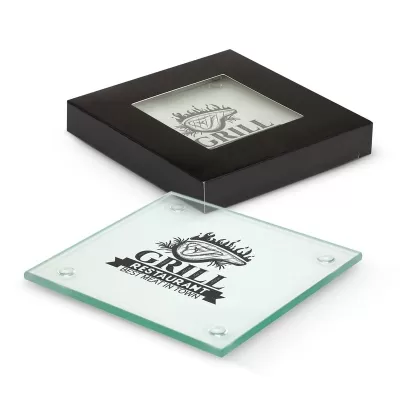 Venice 4 Piece Square Glass Coaster Set