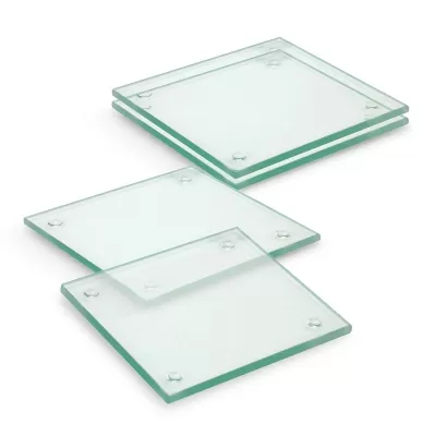 Venice 4 Piece Square Glass Coaster Set