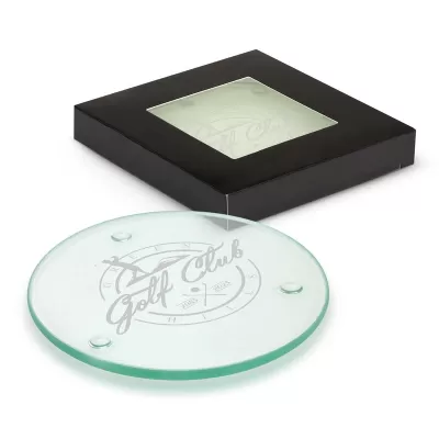 Venice 2 Piece Round Glass Coaster Set