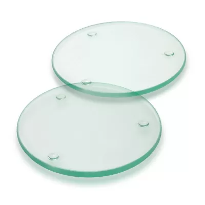 Venice 2 Piece Round Glass Coaster Set