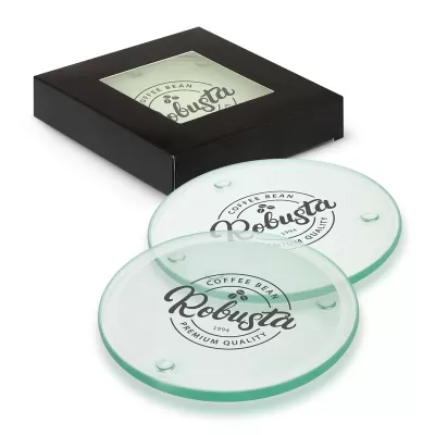 Venice 4 Piece Round Glass Coaster Set
