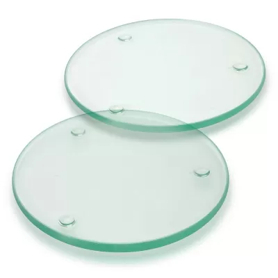 Venice 2 Piece Round Glass Coaster Set
