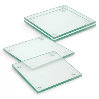 Venice 4 Piece Square Glass Coaster Set