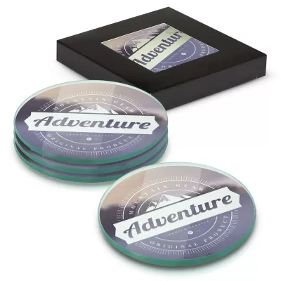 Venice 4 Piece Round Glass Coaster Set