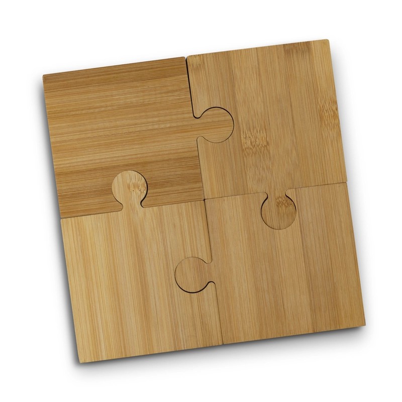NATURA 4 Piece Bamboo Puzzle Coaster Set