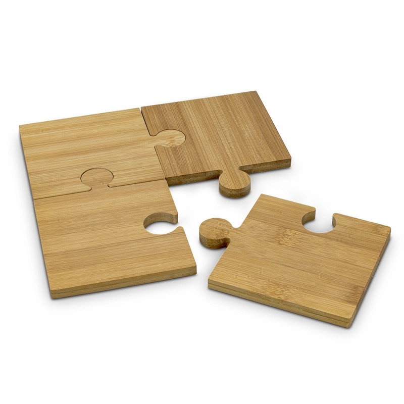 NATURA 4 Piece Bamboo Puzzle Coaster Set