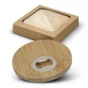 2 Piece Round Bamboo Bottle Opener Coaster Set