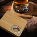 2 Piece Square Bamboo Bottle Opener Coaster Set