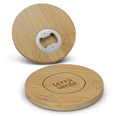 Round Bamboo Bottle Opener Coaster