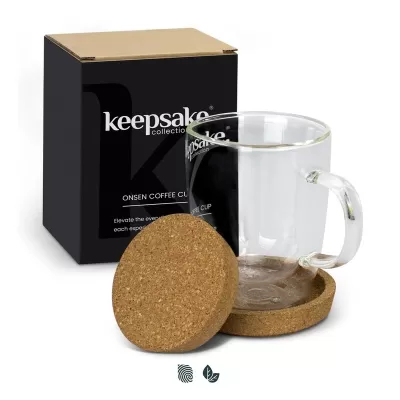 Keepsake Onsen 350ml Cork Lid Borosilicate Glass Coffee Cup