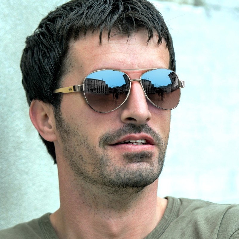 Aviator Bamboo Mirror Lens Sunglasses