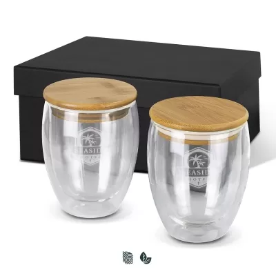 Azzurra 2 Piece 350ml Bamboo Lid Glass Set