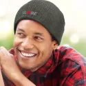 Nebraska Heather Cable Knit Acrylic Beanie