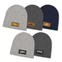 Nebraska Heather Cable Knit Acrylic Beanie with Patch