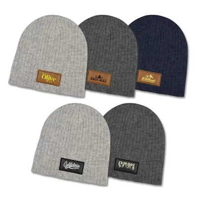 Nebraska Heather Cable Knit Acrylic Beanie with Patch