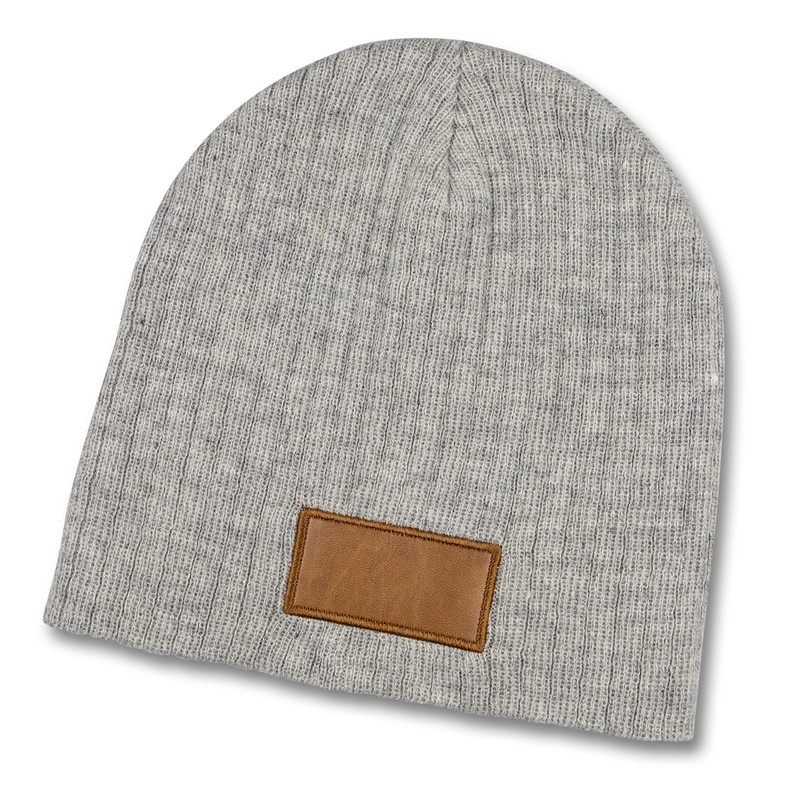 Nebraska Heather Cable Knit Acrylic Beanie with Patch