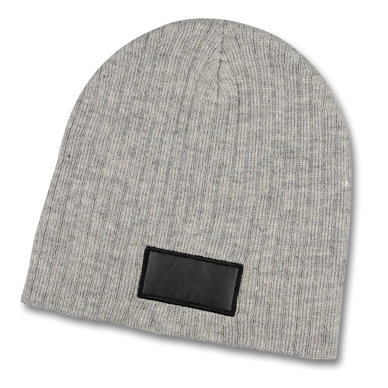 Nebraska Heather Cable Knit Acrylic Beanie with Patch