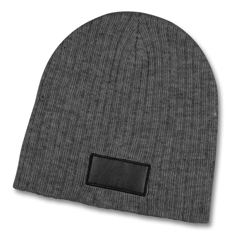Nebraska Heather Cable Knit Acrylic Beanie with Patch