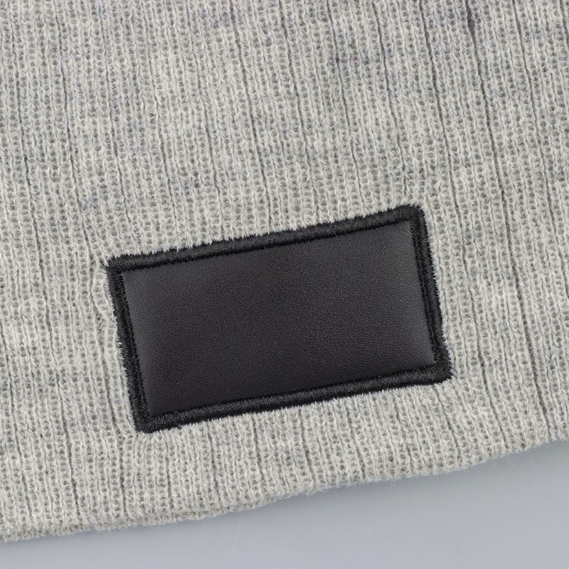 Nebraska Heather Cable Knit Acrylic Beanie with Patch