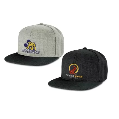 Chisel 6 Panel Polyester Flat Peak Cap