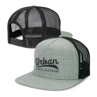 Jackson 5 Panel Polyester Flat Peak Trucker Cap