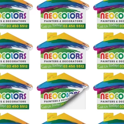 branded 70 x 50mm House Shaped AD Label, from our range of promotional Stickers and Labels