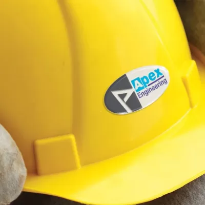 branded 55 x 24mm Oval Resin Coated Label, from our range of promotional Stickers and Labels