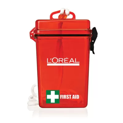 Red Waterproof 21 Piece First Aid Kit