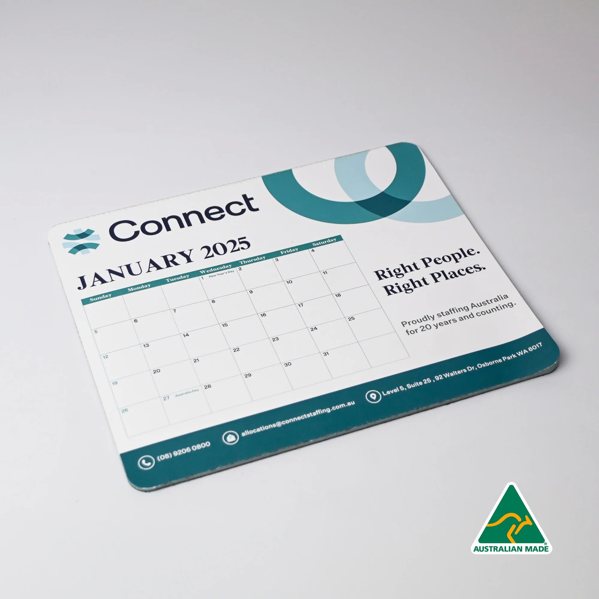 Calendar 230 x 190mm 1mm Natural Rubber Mouse Mat