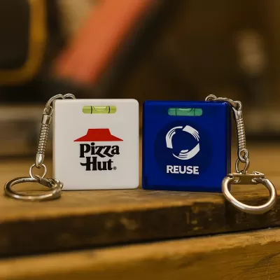 Metal Tape Measure with Level Key Chain