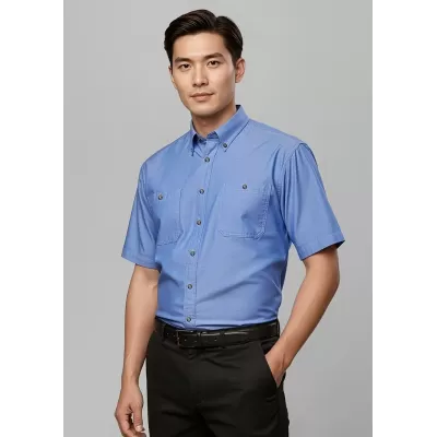 Chambray Mens Short Sleeve Shirt