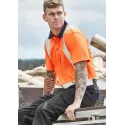 Mens Hi Vis Spliced Short Sleeve Polo - Shoulder Taped
