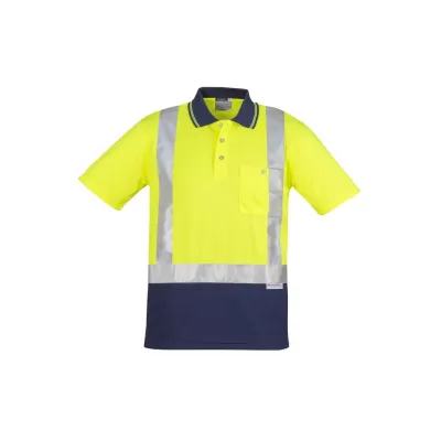 Mens Hi Vis Spliced Short Sleeve Polo - Shoulder Taped