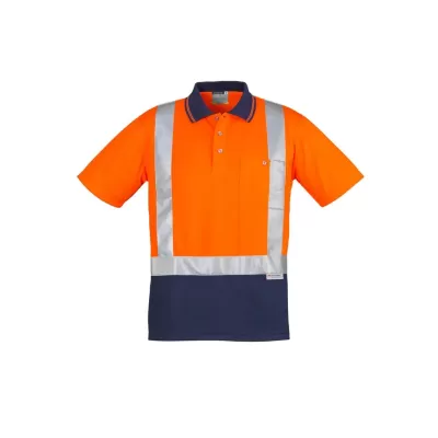 Mens Hi Vis Spliced Short Sleeve Polo - Shoulder Taped