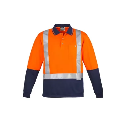 Mens Hi Vis Spliced Long Sleeve Polo - Shoulder Taped
