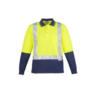 Mens Hi Vis Spliced Long Sleeve Polo - Shoulder Taped