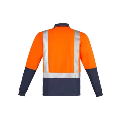 Mens Hi Vis Spliced Long Sleeve Polo - Shoulder Taped