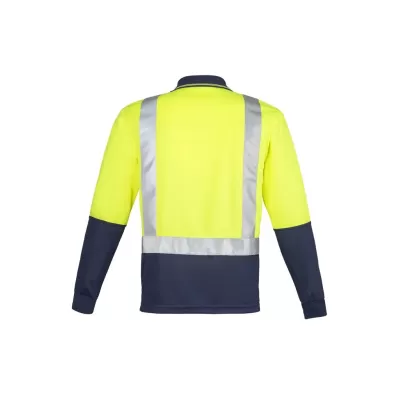 Mens Hi Vis Spliced Long Sleeve Polo - Shoulder Taped