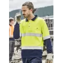 Mens Hi Vis Spliced Long Sleeve Polo - Hoop Taped