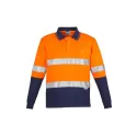 Mens Hi Vis Spliced Long Sleeve Polo - Hoop Taped